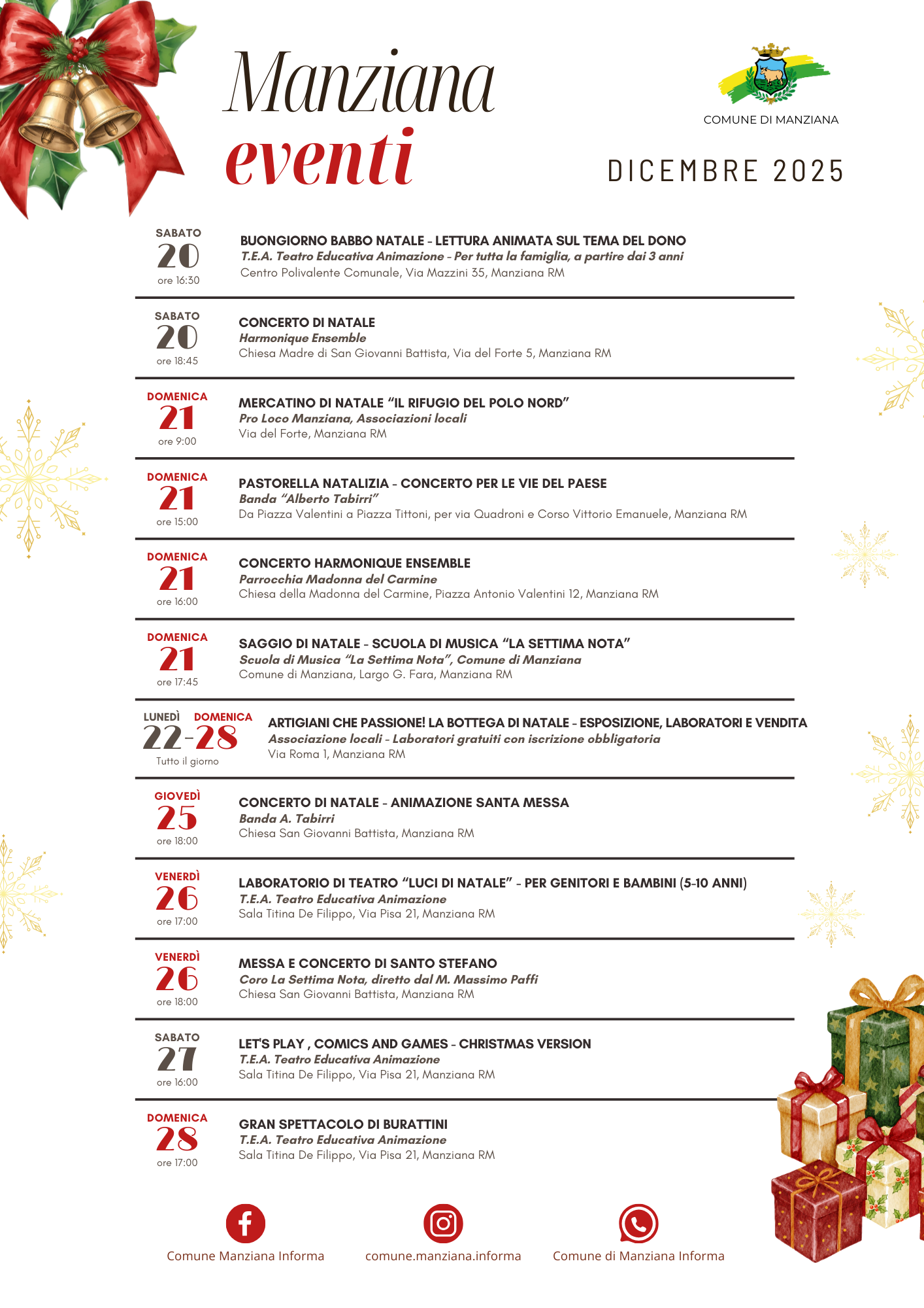 eventi dicembre 2025