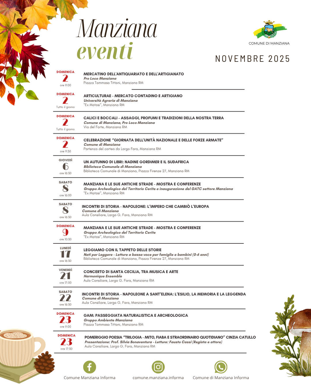 Eventi novembre 2025