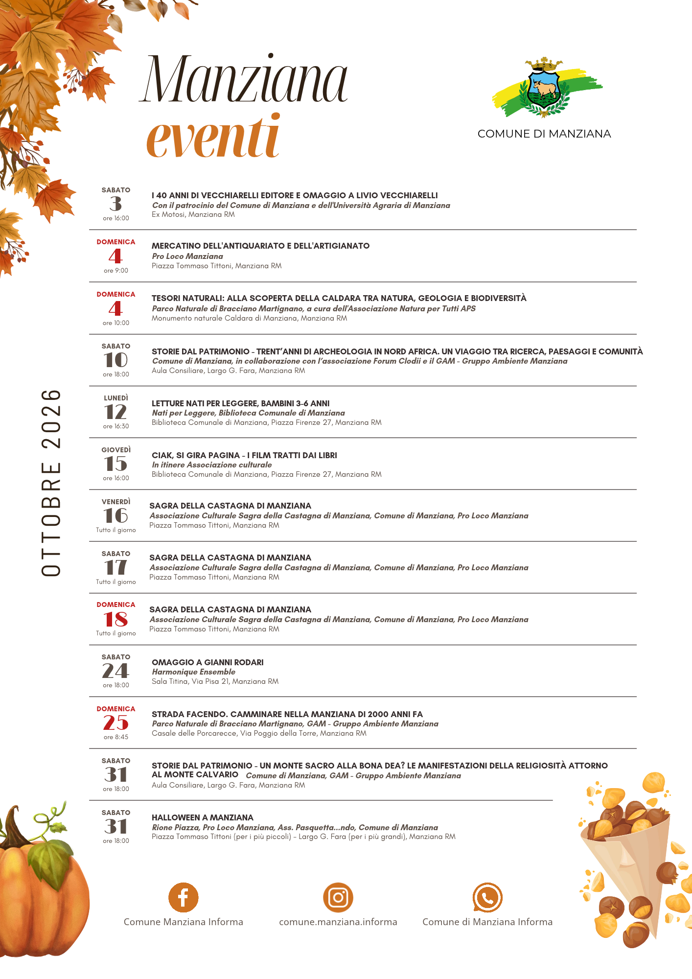 eventi ottobre 26